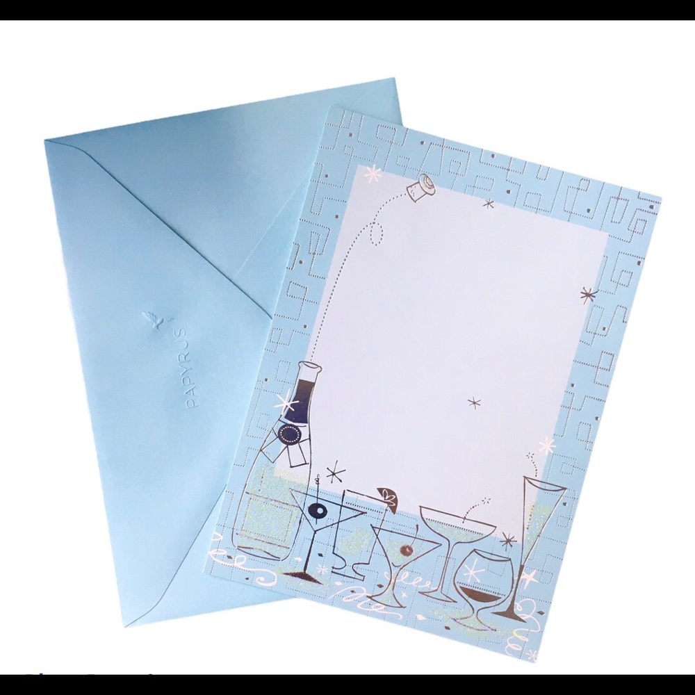 Papyrus Holiday Party Cards Blue Champagne Sparkle